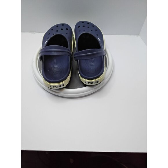 Crocs Mens Navy Blue Classic Clogs W/ Yellow Trim - Comfortable Slip-On Shoes - Picture 5 of 7
